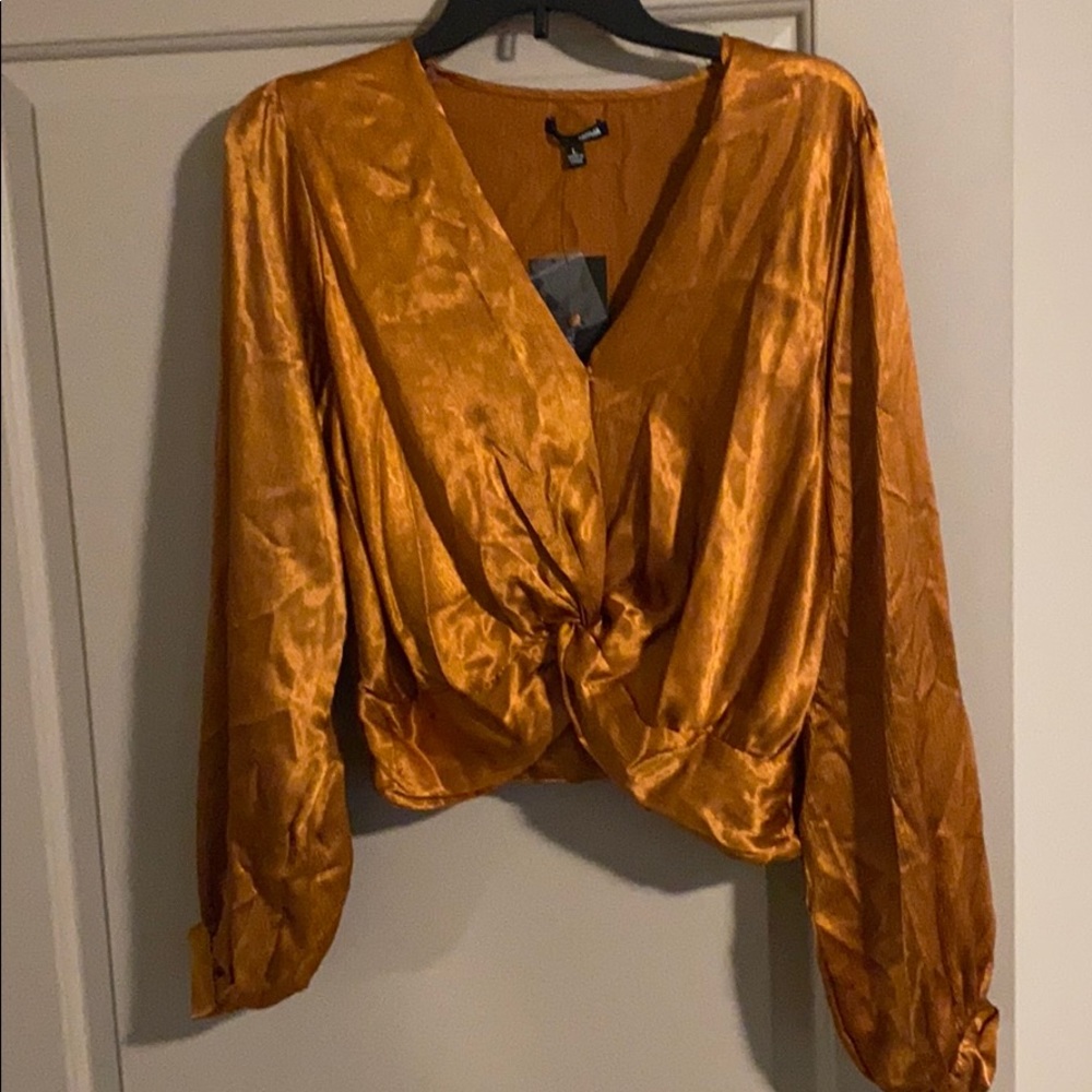 Dark orange satin blouse